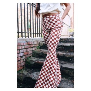 BNWT Free People Checkered Flares